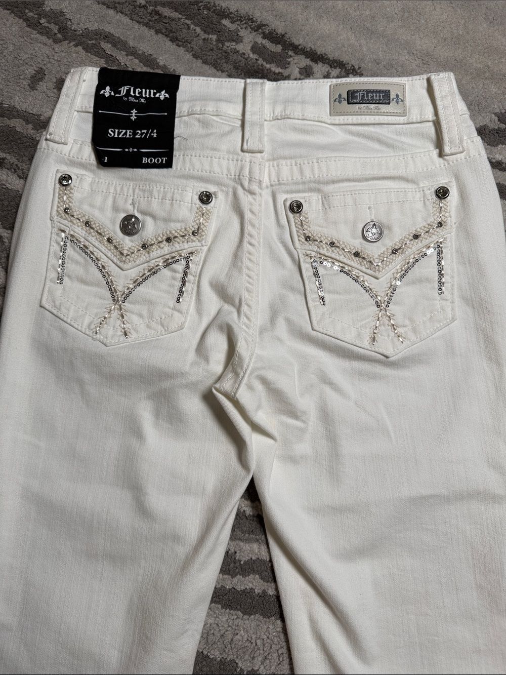 Miss Me White Embellished Boot Cut Jeans